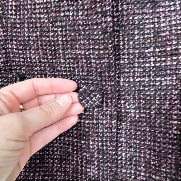 Ann Taylor Purple Tweed Fringe Fitted Blazer Jacket Womens 10 Preppy Career - Picture 2 of 10